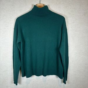 J Crew 100% Cashmere Sweater Womens XS Green Turtleneck Soft Knit Classic Luxe